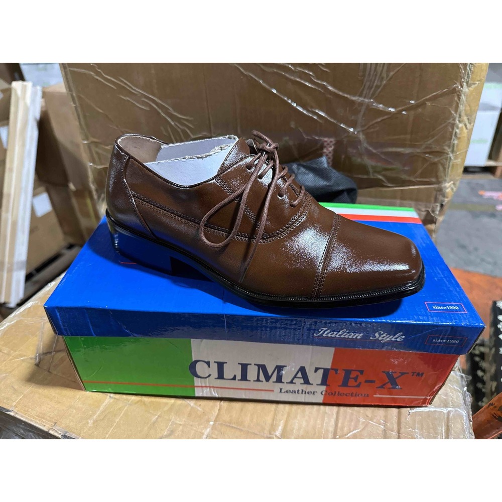 CLIMATE-X Italian Style Men's Brown Leather Oxford Dress Shoes Size 7
